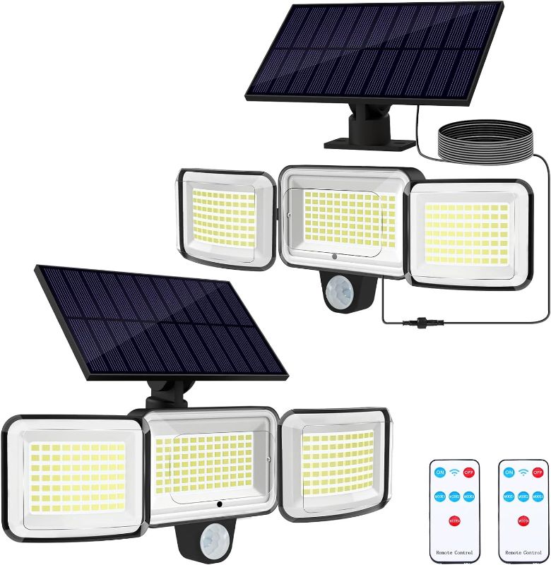 Photo 1 of 
Adiding Solar Outdoor Lights, 3 Heads 3500LM LED Flood Light with 16.4 Ft Cable, 4 Modes Motion Sensor Solar Lights for Outside with Remote, Solar Powered...