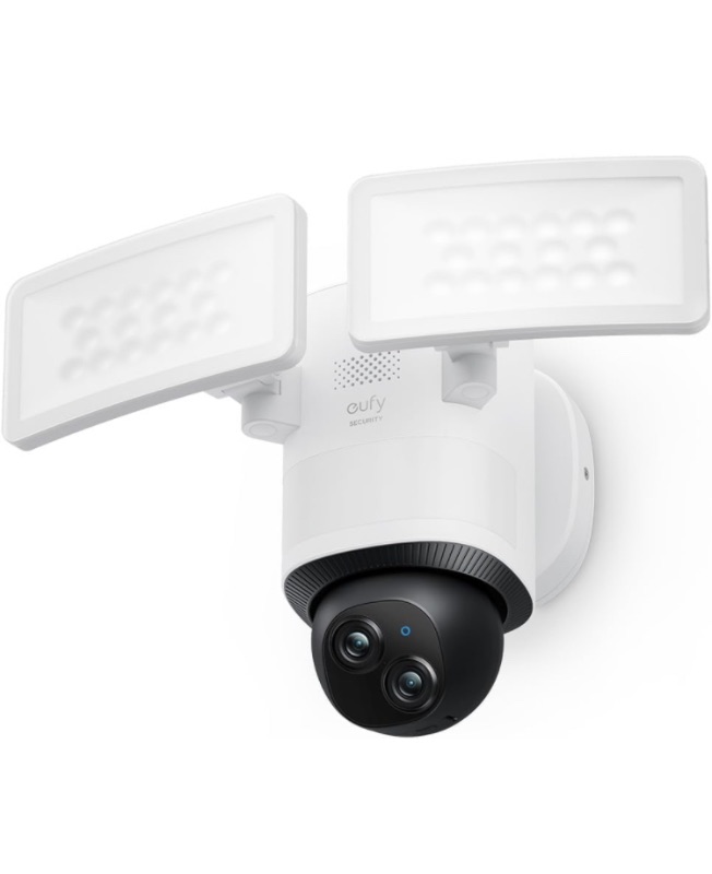 Photo 1 of eufy Security Floodlight Camera E340 Wired, Security Camera Outdoor, 360° Pan & Tilt, 24/7 Recording, 2.4G/5G Wi-Fi, 2000 LM, Motion Detection, Built-In Siren, Dual Cam, HB3 Compatible, No Monthly Fee