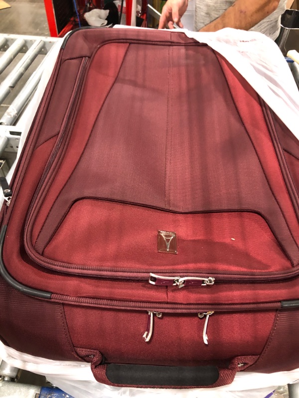 Photo 2 of *** MAJOR DAMAGED***Travelpro Maxlite 5 Softside Expandable Checked Luggage with 4 Spinner Wheels, Lightweight Suitcase, Men and Women, Burgundy, Checked Medium 25-Inch Checked-Medium 25-Inch Burgundy ***DAMADGED HANDLE***