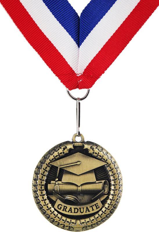 Photo 1 of  Bundle Graduation Mall Graduation Medallion, Graduation Award Medal with Neck Ribbon, Copper