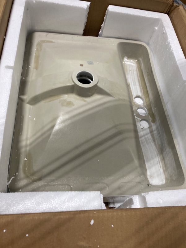 Photo 3 of 23 x 18 inch Large Rectangular Porcelain Ceramic Drop in Bathroom Vessel Sink,Modern Above Counter Basin for Lavatory Vanity Cabinet 23 inch