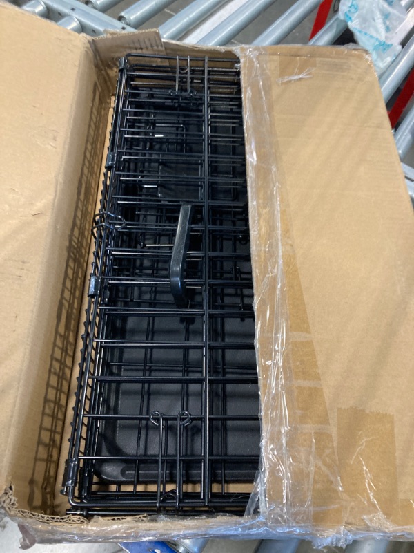 Photo 3 of ****USED** Amazon Basics Durable, Foldable Metal Wire Dog Crate with Tray, Single Door, 22 Inches, Black 22.0"L x 13.0"W x 16.0"H Single Door w/ Divider