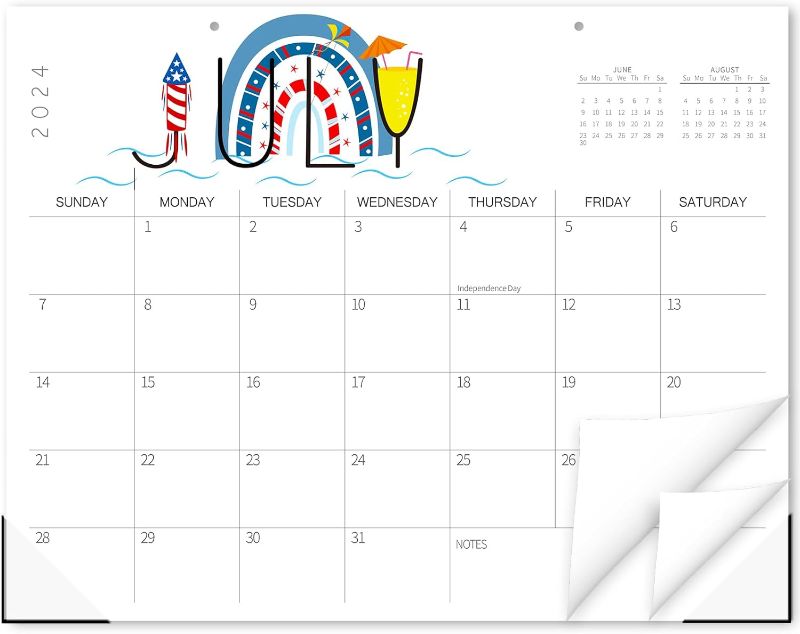 Photo 1 of **BUNDLE OF 2** GuassLee Monthly Desk Calendar 2024-11” x 14” Desktop Calendar Covers Months from Jan. 2024 to Dec. 2024 with Clear Corner Protectors and Notes for Home School Office Cartoon Calendar 2024