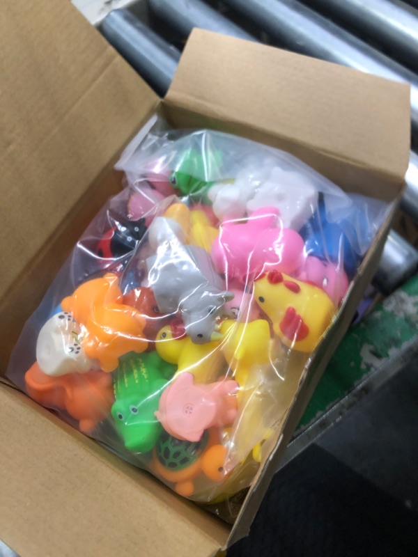 Photo 3 of AMENON 24 Pack Easter Basket Stuffers for Toddler Kids, 24 Styles Funny Rubber Animals Squeeze Toys Filled 24 Pack Colorful Easter Eggs, Bathtub Toys Easter Hunt Party Favor Kids Gifts Classroom Prize