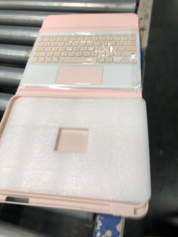 Photo 3 of 10th Generation Case with Keyboard (10.9", 2022), Smart Keyboard Folio Cover with Pencil Holder, Multi-Touch Trackpad, 7 Color Backlit, Detachable Keyboard for iPad 10th Gen (Light Pink)