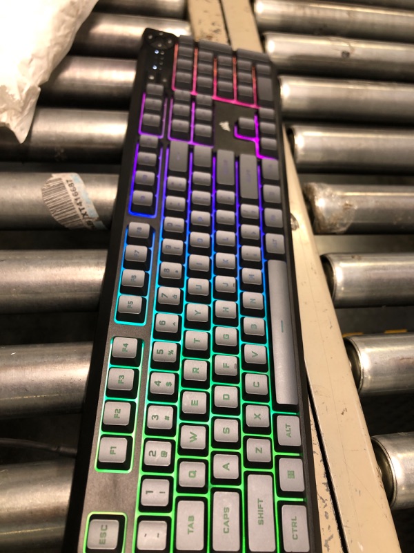 Photo 3 of Corsair K55 CORE RGB Membrane Wired Gaming Keyboard – Quiet, Responsive Switches – Spill Resistance – Ten-Zone RGB – Media Keys – iCUE Compatible – QWERTY NA – PC, Mac – Gray 