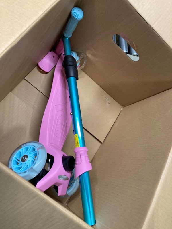 Photo 1 of 3 Wheel Scooter for Kids, Kids Scooter with Light Up Wheels, Sturdy Deck Design, and 4 Height Adjustable Suitable for Kids Ages 3-12 Pink