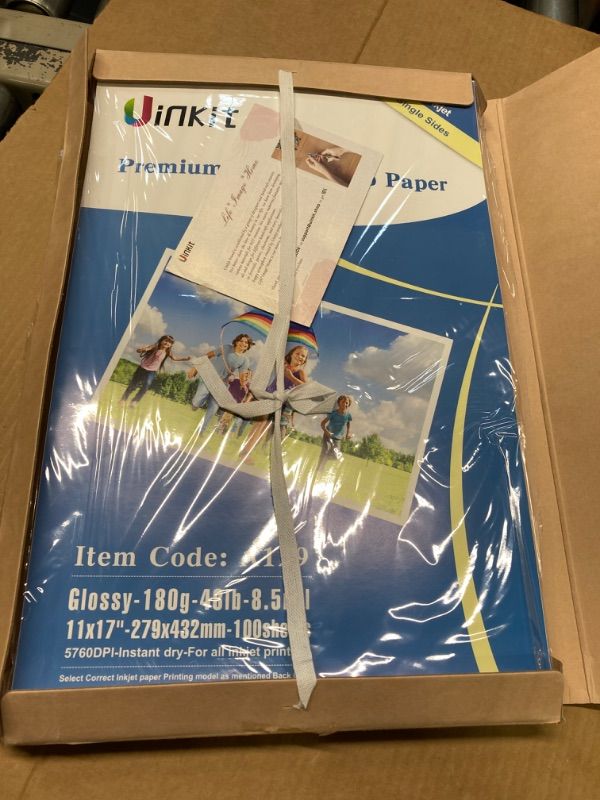 Photo 1 of Uinkit 100 Sheets Photo Paper Glossy 11x17 Inkjet 48lb Single Side Print Poster Playbill Obituary Papers for Funerals Bulletin Gallery Show Photographic 11 x 17 Copy Printing A3 Value Packed