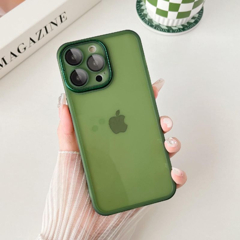 Photo 1 of Hocase for iPhone 14/13 Case 6.1", with Camera Protector Slim Fit Ultra Lightweight Soft TPU Protective Case with Matte Edges and Clear Back for Men, Women, Boys & Girls - Green