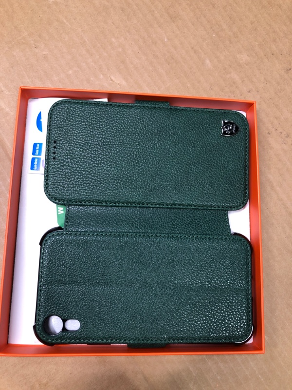 Photo 2 of "NEW " Wallet Case for iPhone XR/10r [Credit Card Holder],[RFID Blocking], Shockproof Leather Flip Phone Case with Screen Protector Magnetic Clasp Kickstand Protective Cover,Apple XR,Dark Green