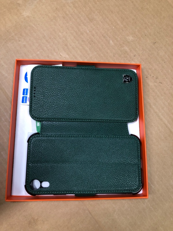 Photo 2 of "NEW" Wallet Case for iPhone XR/10r [Credit Card Holder],[RFID Blocking], Shockproof Leather Flip Phone Case with Screen Protector Magnetic Clasp Kickstand Protective Cover,Apple XR,Dark Green