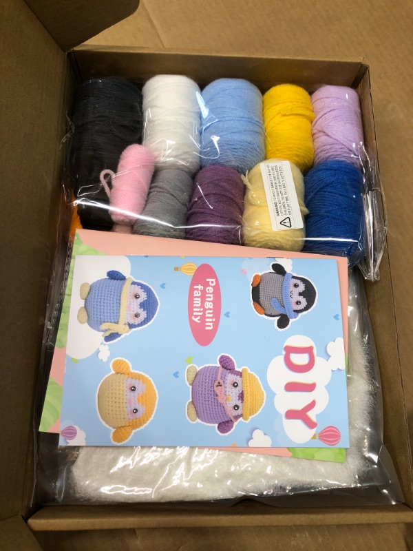 Photo 2 of "NEW" Crochet Kit for Beginner's Cute Penguin Family Set Theme