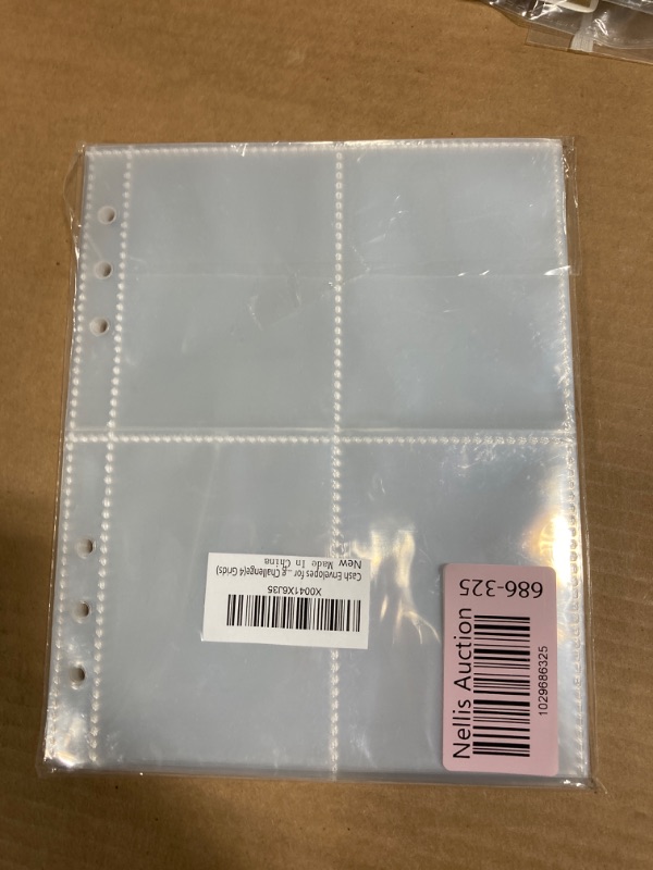 Photo 1 of A5 Binder Inserts, 6 Ring 100 Envelopes Money Saving Challenge, 25 Sheets Clear Cash Stuffing Pouches Planner Sleeves for Photocard(4 Grids)
