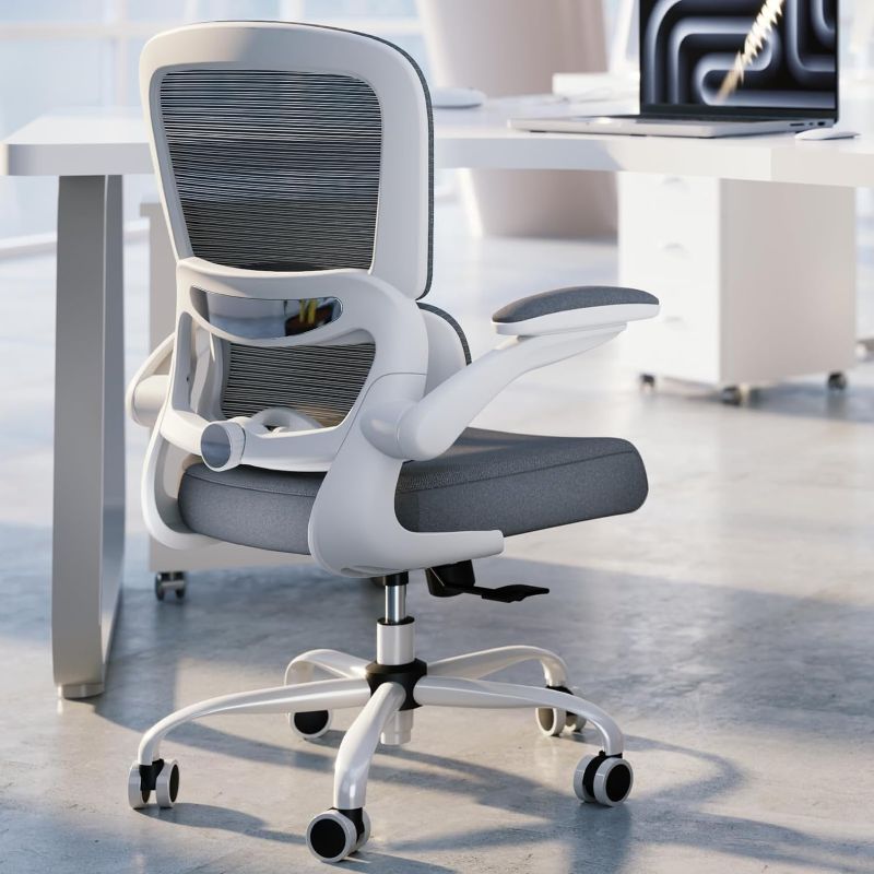 Photo 1 of Office Chair - Ergonomic Desk Chair with Adjustable Lumbar Support, Mesh Computer Chair, Executive Chair for Home Office Comfortable Lumbar Support (White)
