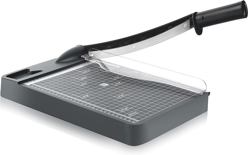 Photo 1 of Paper Cutter, 12 Inch Cut Length Heavy Duty Guillotine Paper Trimmer with Safety Guard and Blade Lock, 12-Sheet Capacity, Cardstock/Cardboard/Laminating Sheet
