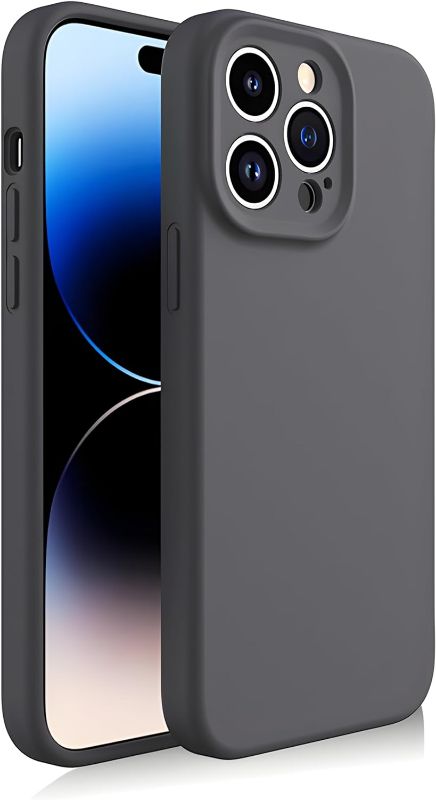 Photo 1 of Compatible with iPhone 15 Pro Max 6.7 Inches, Soft Scratch Resistant Liquid Silicone Fine Hole Shockproof Protective Case,Black