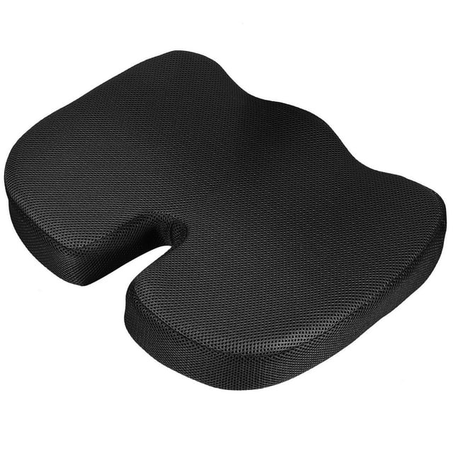 Photo 1 of Memory Foam Seat Cushion Enhanced Office Chair Cushions for Coccyx Back Tailbone Pain Relief Desk Car U Shaped Chair Pad, Black
