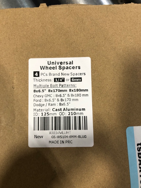 Photo 3 of 4 Pcs 8 Lug Universal Wheel Spacers 1/2 inch (12.7mm) Thick Fit with 8x6.5 (8x165.1mm) 8x170mm 8x180mm Bolt Patterns for Ford Chevy Gmc Dodge Ram
