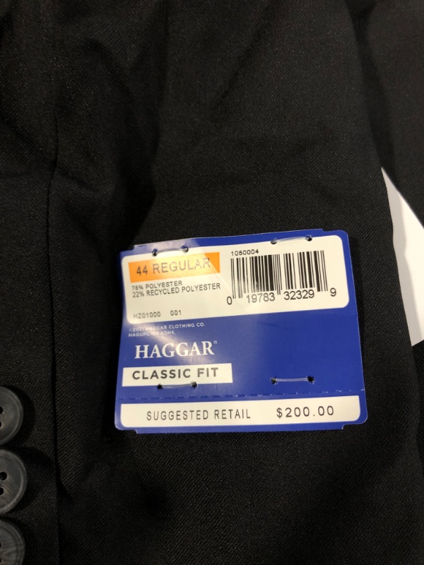 Photo 1 of Haggar Men's Smart Wash Premium Stretch Classic Fit Solid Suit Separates-Pants & Jackets Suit Jacket 44 Black