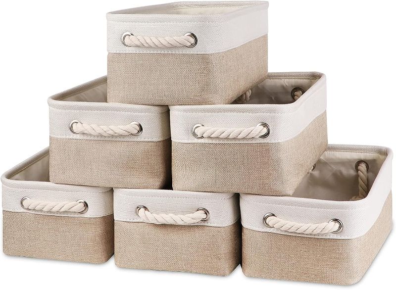 Photo 1 of ** same brand and iten, solid color instead**
Bidtakay Small Baskets Fabric Storage [6 Pack] Beige Storage Bins 11.8 X 7.8 X 5 Inches Empty Gift Basket Decorative Storage Baskets for Shelves, Baby Clothes Storage, Bathroom(White&Beige)
