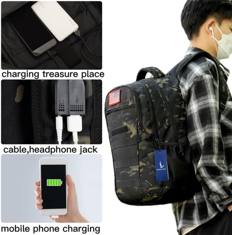 Photo 1 of outdoor plus Camo Backpack,Military Teen Boys Backpacks for School, Army Bookbag with USB Charging Port,40L
