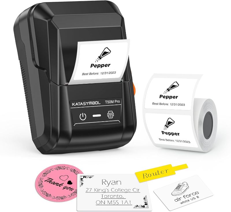 Photo 1 of ** missing power cord, type in last photo**
SUPVAN T50M Pro Bluetooth Label Maker Machine with Tape, Wide Waterproof Label, Versatile App with 40 Fonts and 450+ Icons, Inkless Labeler for Home, Kitchen, School, Office Organization, Black
