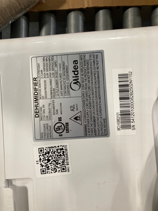 Photo 5 of *** NOT FUNCTIONAL**** SELLING AS PARTS***
 4,500 Sq. Ft. Energy Star Certified Dehumidifier With Reusable Air Filter 50 Pint 2019 DOE (Previously 70 Pint) - Ideal For Basements, Large & Medium Sized Rooms, And Bathrooms (White)
