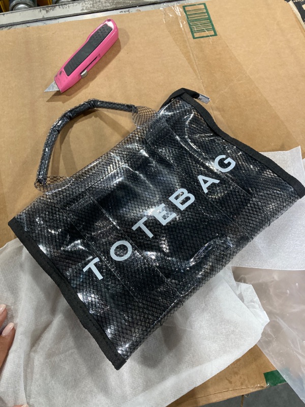 Photo 2 of Clear Tote Bag, Clear Crossbody Bags for Women, Transparent Plastic Lunch Bag Large PVC Mesh Handbag Beach Bag for Sports, Travel, Stadium