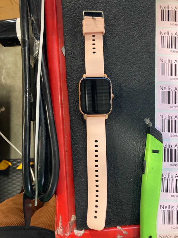 Photo 1 of * missing charger, how in last photo**
Smart Watch (Answer/Make Calls), 1.85" Smart Watches for Men Women 110+ Sport Modes Fitness Tracker with Sleep Heart Rate Monitor, Pedometer, IP68 Waterproof Fitness Watch for iOS Android Gold Pink