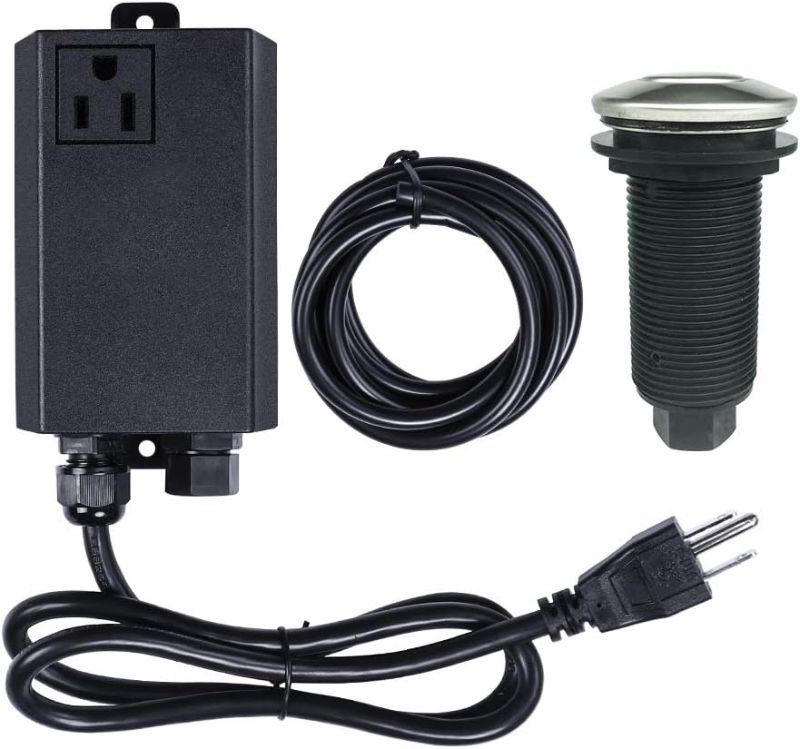 Photo 1 of Garbage Disposal Air Switch Kit Sink Top Waste Disposal Long Stainless Steel On/Off Air Button Food and Waste Disposals Part by Etoolcity

