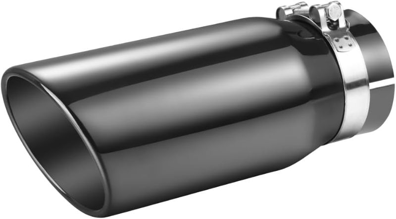 Photo 1 of A-KARCK Black Chrome Exhaust Tips 3.5" Inlet, 3.5" Inlet 5"Outlet 12" Length Clamp on Universal Never Fading Stainless Steel Muffler Tip

