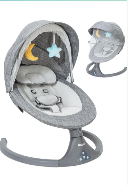 Photo 1 of Baby Swing for Infants to Toddler,Electric Portable Baby Swing and Bouncer,Bluetooth Infant Swing for Newborn with Remote Control,10 Music,5 Speed,3 Seat Position,Baby Rocker for Baby 0-9 Month