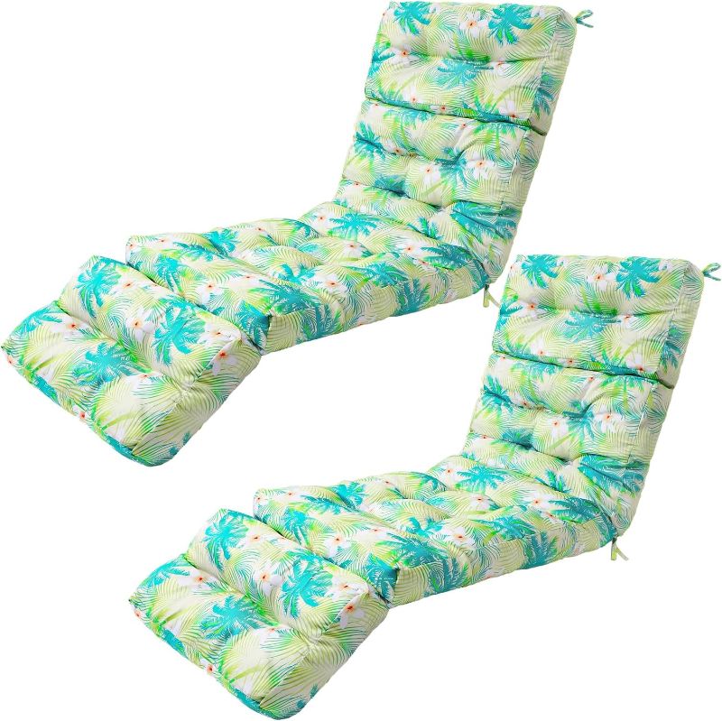 Photo 1 of 2 Pack Outdoor Chaise Lounge Cushion Pool Patio Lounge Cushions 22 x 73 x 4.7H Inch Waterproof Lounge Chair Cushion Beach Lounge Cushion Replacement for Patio Lounge Chairs