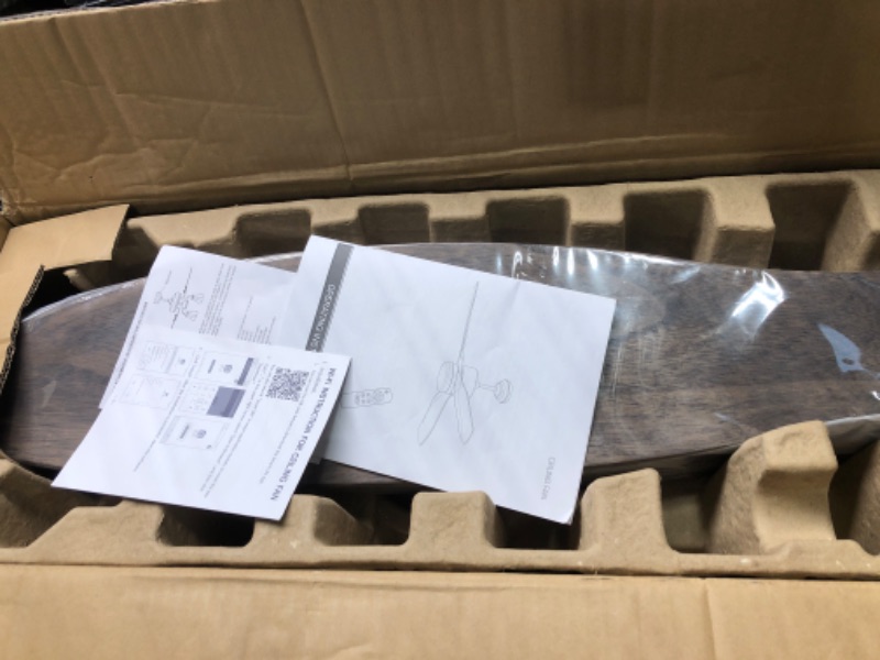 Photo 1 of Ovlaim 60 Inch Outdoor Ceiling Fan with Lights and Remote, 6 Speed Quiet DC Motor Wood Ceiling Fan for Patio Living Room, 3 Blade Propeller Large Smart Ceiling Fan 3 Blades 60'' Brown Wood