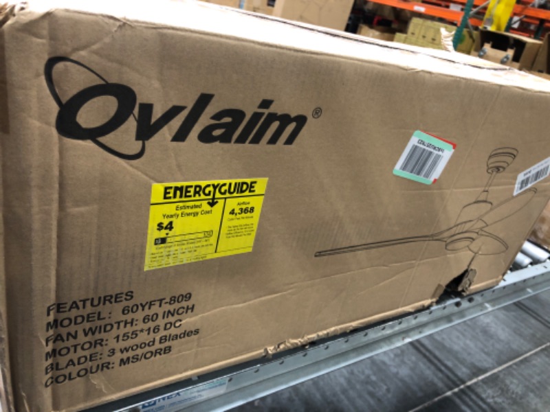 Photo 1 of Ovlaim 60 Inch Outdoor Ceiling Fan with Lights and Remote, 6 Speed Quiet DC Motor Wood Ceiling Fan for Patio Living Room, 3 Blade Propeller Large Smart Ceiling Fan 3 Blades 60'' Brown Wood