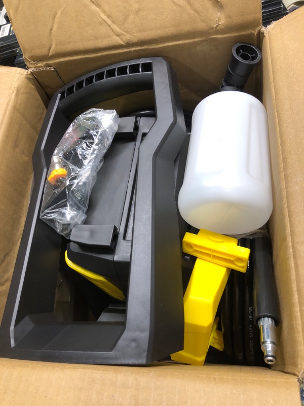 Photo 3 of AgiiMan Electric Pressure Washer, 4000PSI Max 2.8 GPM Power Washer Electric Powered with 20FT Hose, 4 Nozzles, Foam Cannon, High Pressure Cleaner Machine for Cars, Patios, Furniture, Driveways, Yellow