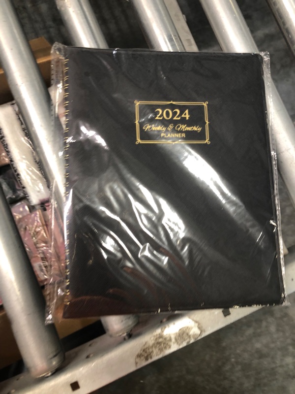 Photo 2 of 2024 Planner - Planner 2024, Monthly planner 2024 with Leather Cover, 8.5 x 11, from Jan 2024 to Dec 2024, Twin-Wire Binding, 12 Printed Monthly Tabs black-new