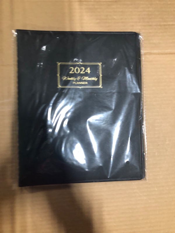 Photo 2 of 2024 Planner - Planner 2024, Monthly planner 2024 with Leather Cover, 8.5 x 11, from Jan 2024 to Dec 2024, Twin-Wire Binding, 12 Printed Monthly Tabs black-new