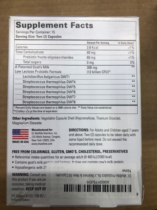 Photo 1 of Dr. WellMe Laktera Allergy Free ++ Probiotics for Digestive Health, immune support & Gut Health Supplements - Low Lactose Goat’s Milk Probiotic Formula For Women & Men 30 Capsules