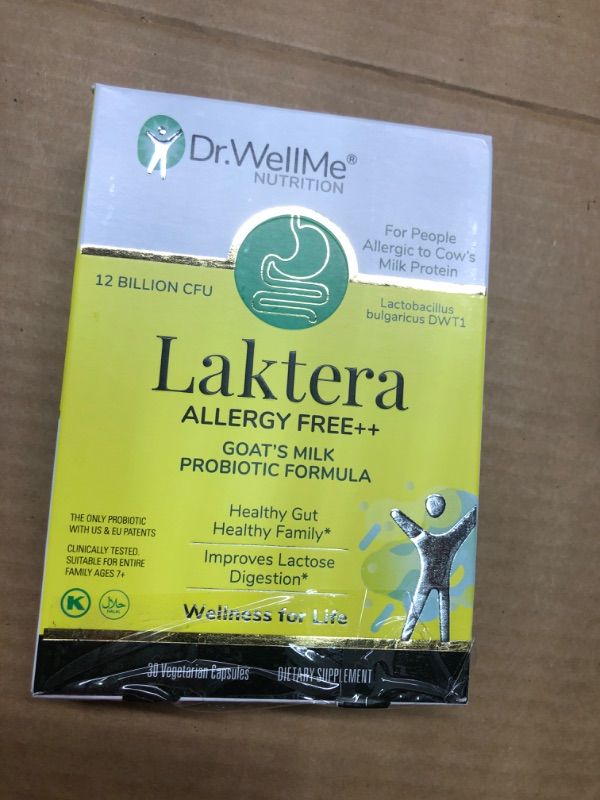 Photo 1 of Dr. WellMe Laktera Allergy Free ++ Probiotics for Digestive Health, immune support & Gut Health Supplements - Low Lactose Goat’s Milk Probiotic Formula For Women & Men 30 Capsules