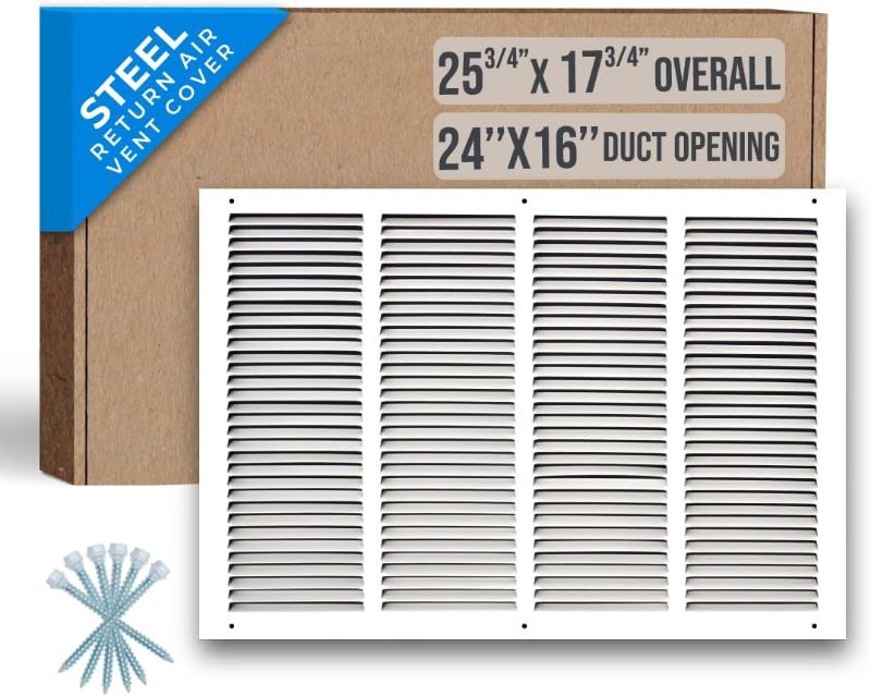 Photo 1 of ***see exact measurements in the photo, product similar to the original photo*** Handua 24"W x 16"H [Duct Opening Size] Steel Return Air Grille | Vent Cover Grill for Sidewall and Ceiling, White | Outer Dimensions: 25.75"W X 17.75"H for 24x16 Duct Opening