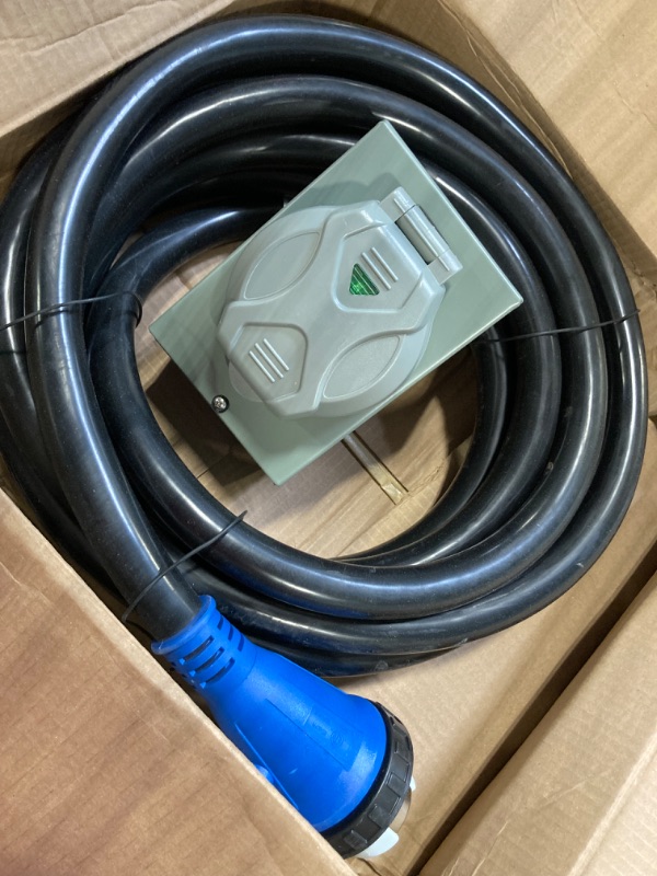 Photo 3 of 50 Amp Generator Cord and Power Inlet Box [Pre-Drilled], 15FT Generator Cords 50 Amp,125V/250V Generator Power Cord NEMA14-50P/SS2-50R Twist Lock Connector 50Amp with 15FT Cord 50Amp+BlackBlue