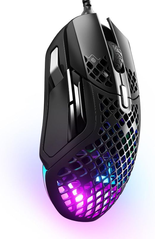 Photo 1 of SteelSeries Aerox 5 - Holey RGB Gaming Mouse - Ultra-lightweight Water Resistant Design - 18K DPI TrueMove Air Optical Sensor
