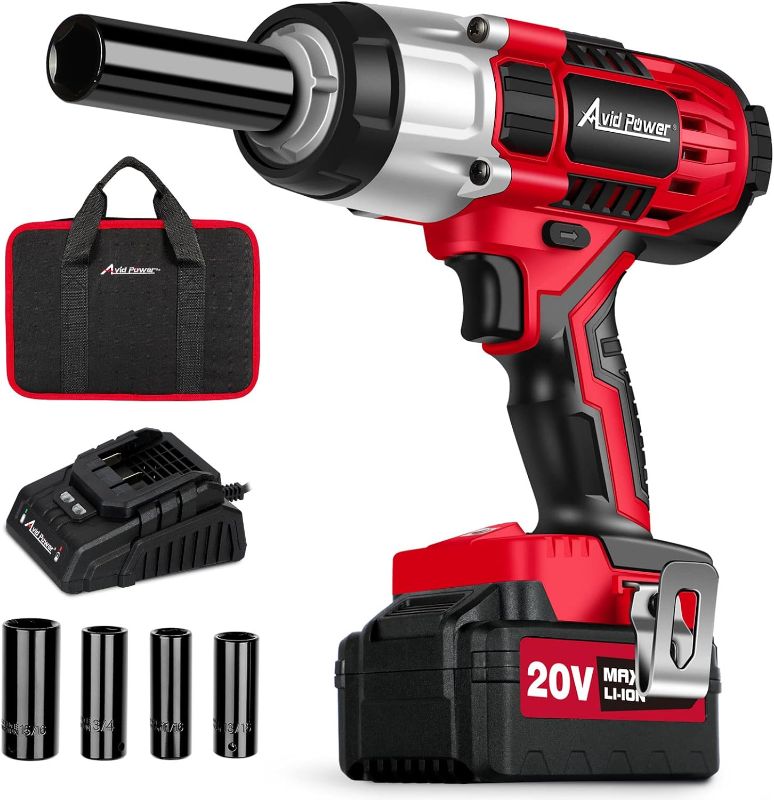 Photo 1 of AVID POWER Cordless Impact Wrench, 1/2 Impact Gun w/Max Torque 330 ft lbs (450N.m), Power Impact Torque Wrench w/ 3.0A Li-ion Battery, 4 Pcs Impact Sockets and 1 Hour Fast Charger