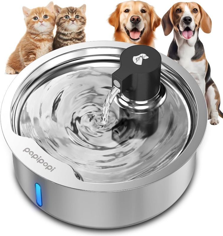 Photo 1 of 7L/230oz/1.8G Dog Water Fountain, Stainless Steel Pet Water Fountain for Large Dogs & Multi-Cats, Safe Pet Water Fountain, Extra-Large Capacity, Indoor Use (Black+7L)
