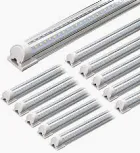 Photo 1 of Barrina LED Shop Light, 4FT 40W 5000LM 5000K, Daylight White, V Shape, Clear Cover, Hight Output, Linkable Shop Lights, T8 LED Tube Lights, LED Garage Light 4 Foot with Plug (Pack of 10) 4ft-5000lm-5000k****USED*** 