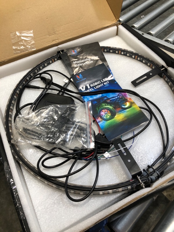 Photo 3 of *** NOT FUNCTIONAL**** SELLING AS PARTS***
MICTUNING 15inch V1 RGB+IC Chasing Color Wheel Ring Lights Kit with APP Control, Double-Row Dream Color Chasing Flow Neon Wheel Rim Lights with Turn Signal and Braking for Pickup Truck Car SUV 15inch RGB+IC 2-ROW