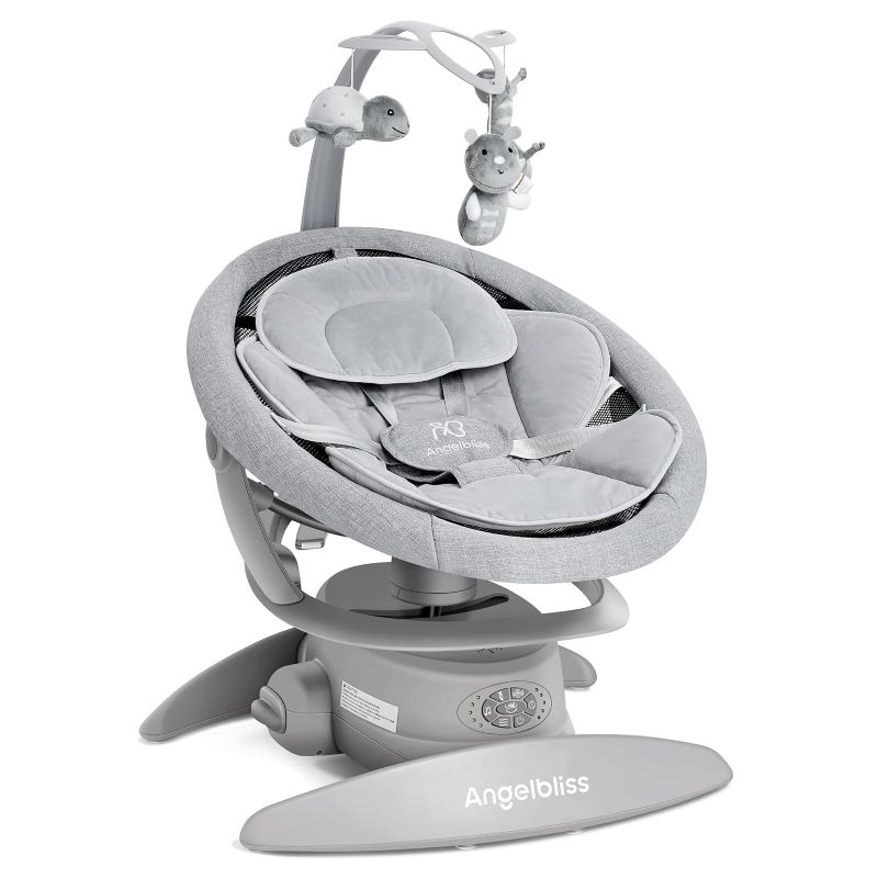 Photo 1 of ANGELBLISS 3 in 1 Baby Swing with Motion Detection, Portable Baby Swings for Infants with Removable Rocker & Stationary Seat, Bluetooth Enabled with 3 Unique Motions (Grey)