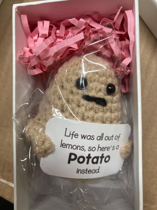 Photo 3 of ***SET OF 5*** MBL Cute Small Crochet Potato – Handmade Emotional Uplifting Support Cheer Up Potatoes with Positive Card for Women/Family, I Believe in You, Tiny Potato Knitted Doll Gifts for Birthday, Christmas