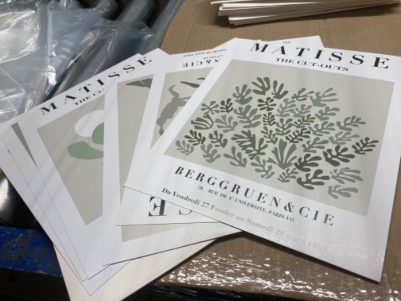 Photo 1 of ***(SET OF 2)*** InSimSea Sage Green Wall Art set Matisse Print for Living Room 6 Pcs Abstract Art Prints Unframed Posters for Room Decor (8x10 in) 8.00" x 10.00" Green Matisse Unframed